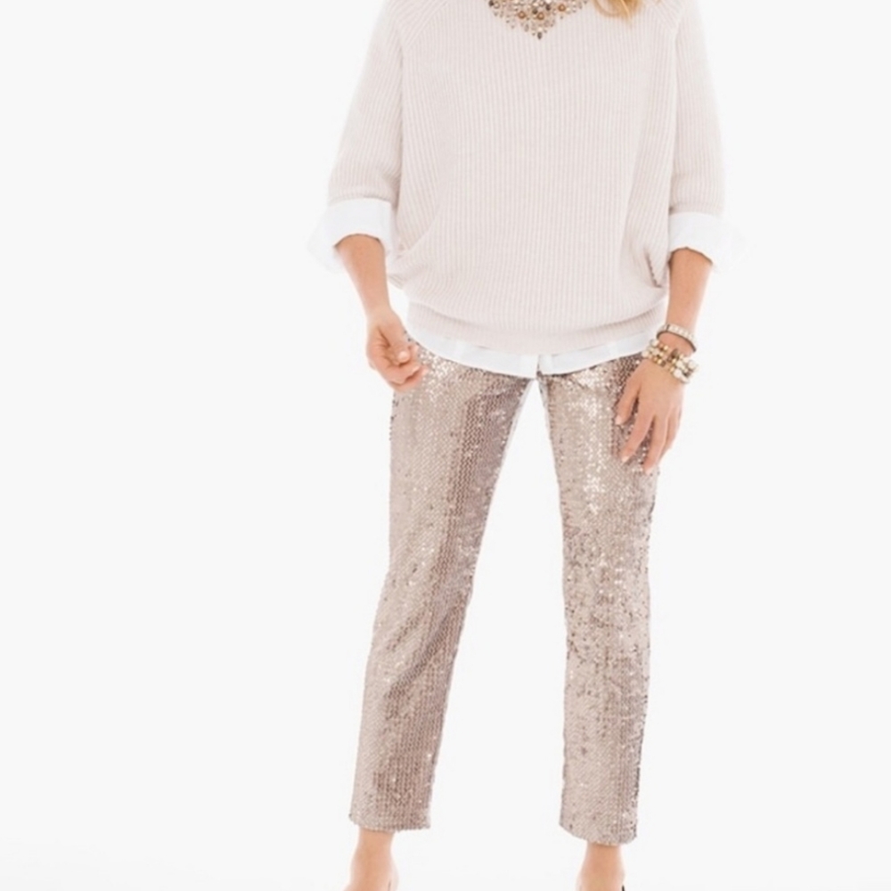 NWT Calligraphie Champaign Gold Sequins Pants Medium